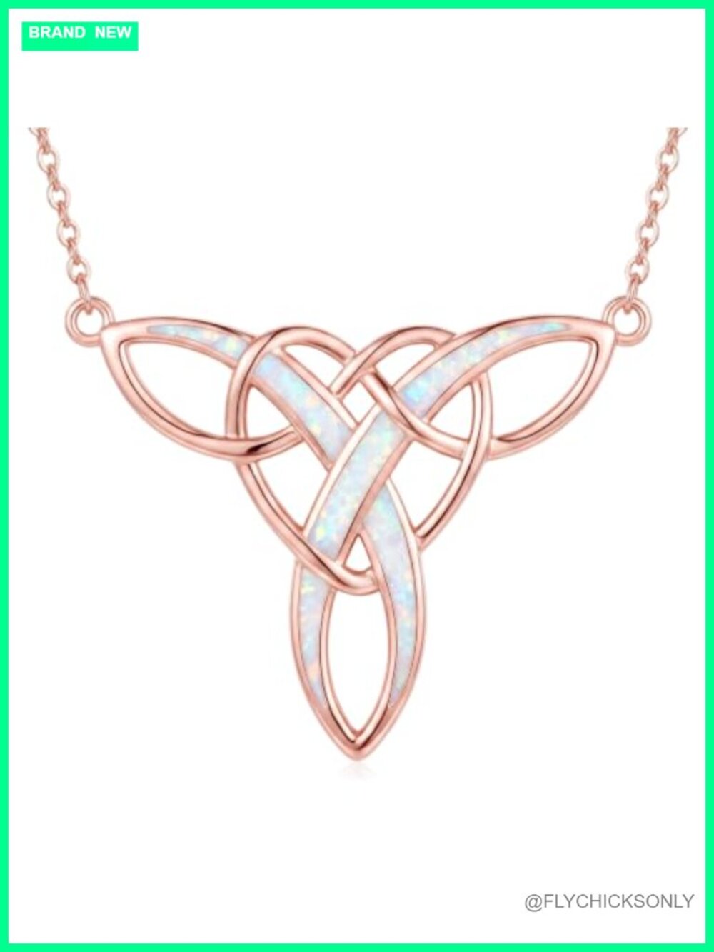 Opal Celtic Knot Necklace Rose Gold Plated Pendant Irish Gift for Women